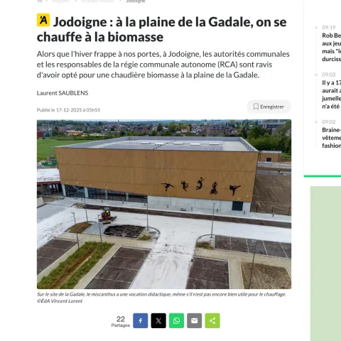 Jodoigne: à la plaine de la Gadale, on se chauffe à la biomasse