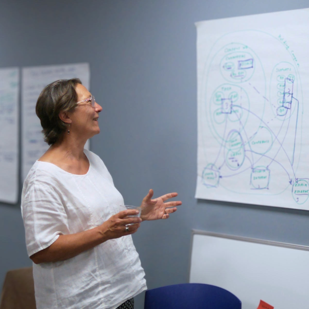 Françoise qui restitue le travail de son groupe de travail