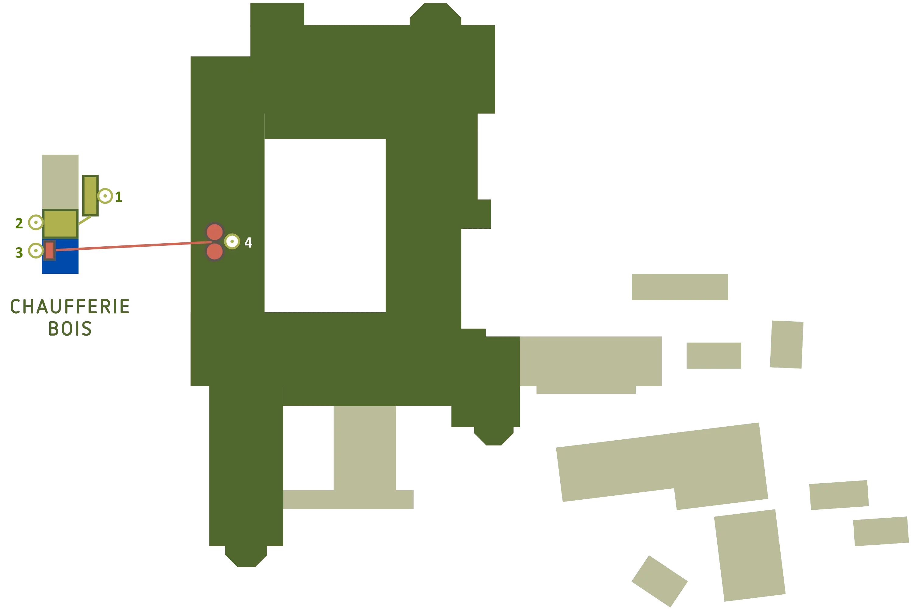 Plan de la chaufferie biomasse de l'abbaye de Maredret