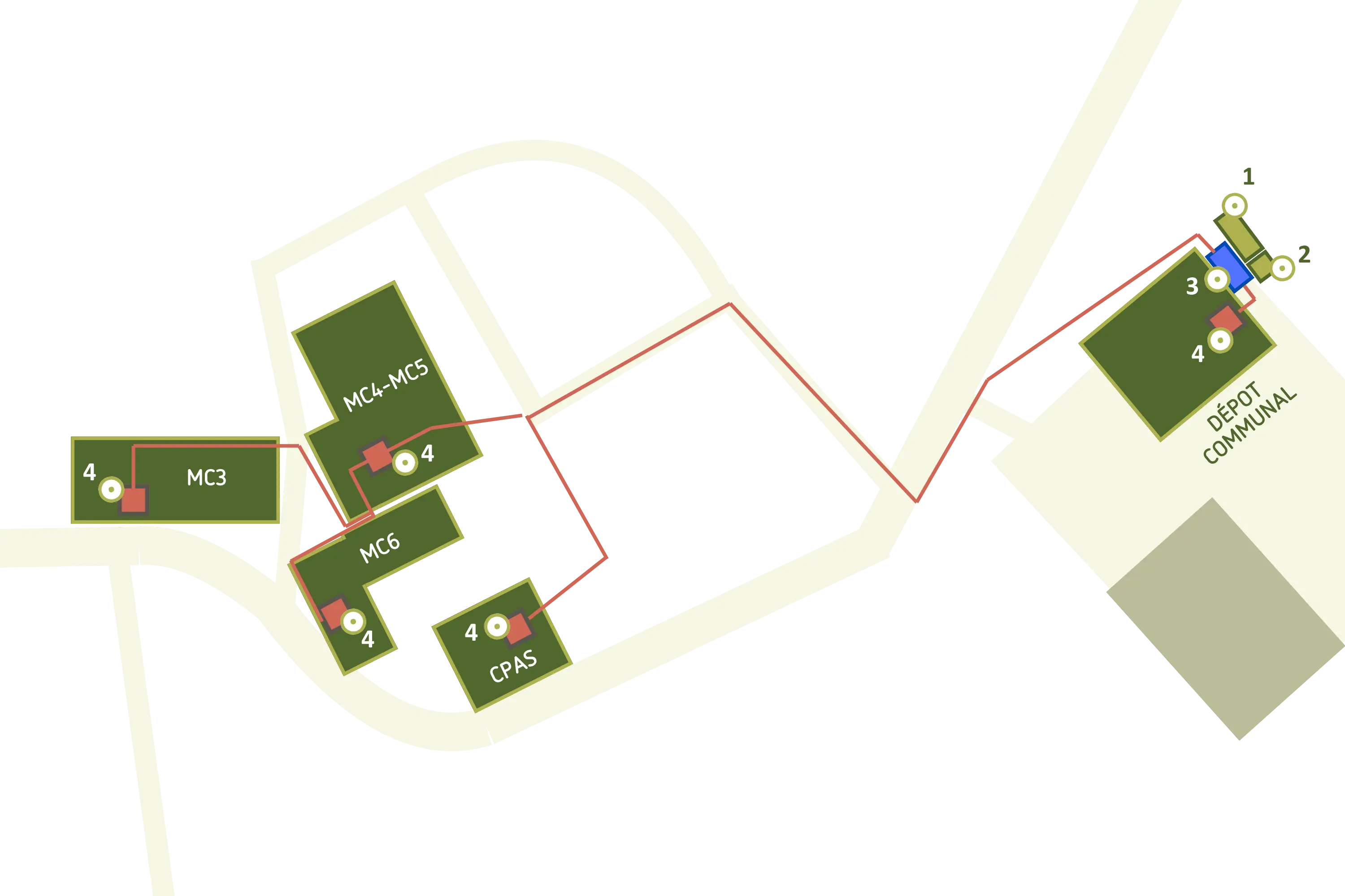 Plan du réseau de chaleur bois de la commune de Beauvechain