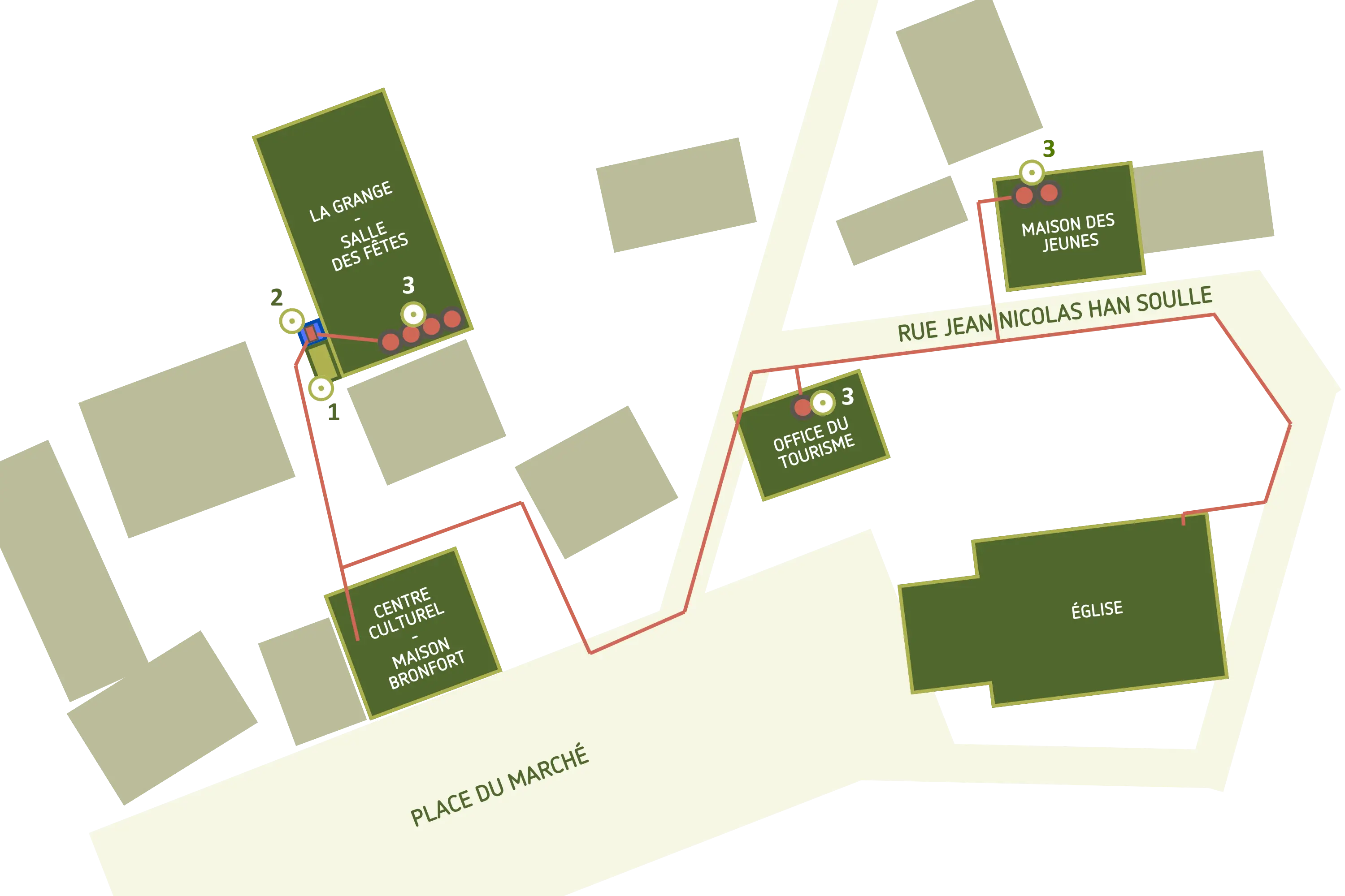 Plan du réseau de chaleur de la Place du Marché à Sart-Lez-Spa