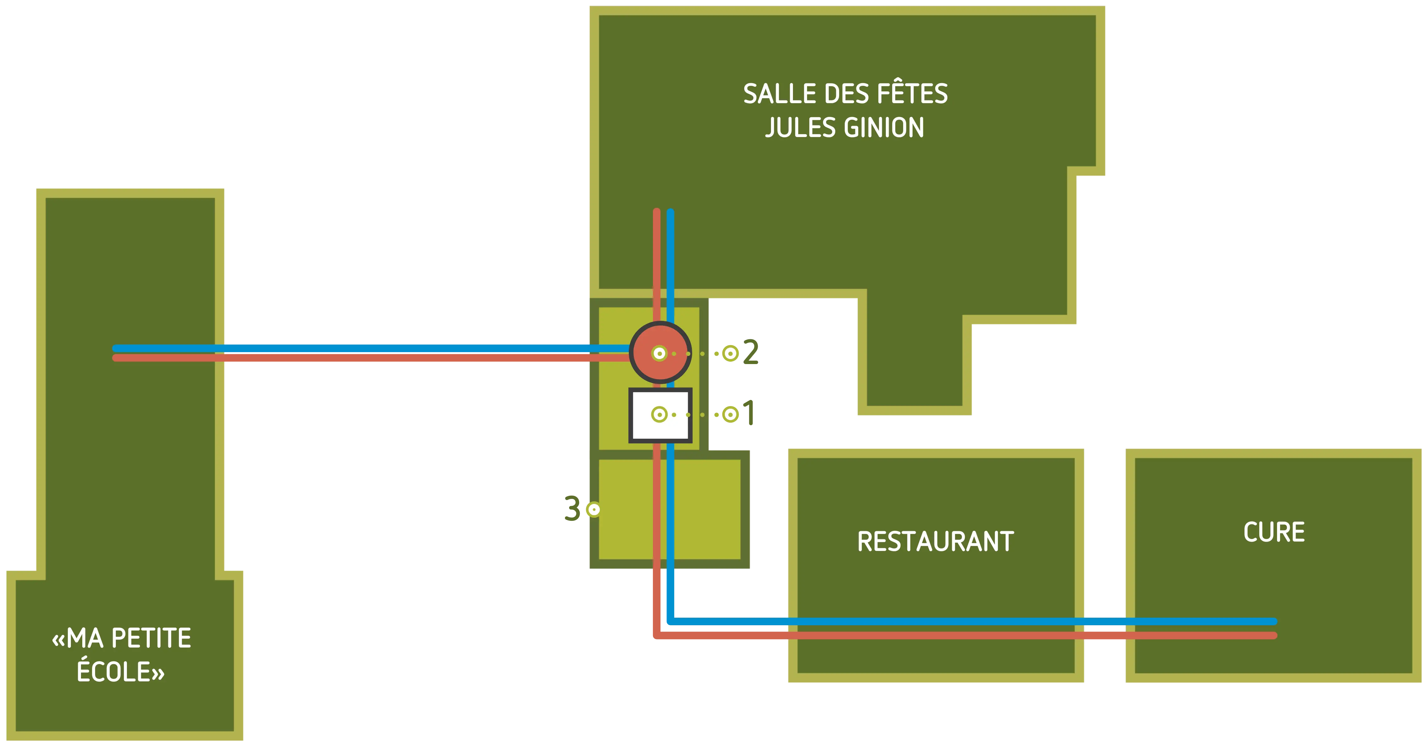 Implantation de la chaufferie bois de la place de Céroux Mousty